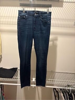 MOTHER The High Waisted Looker Ankle Fray Jeans Tongue And Cheek Size 27